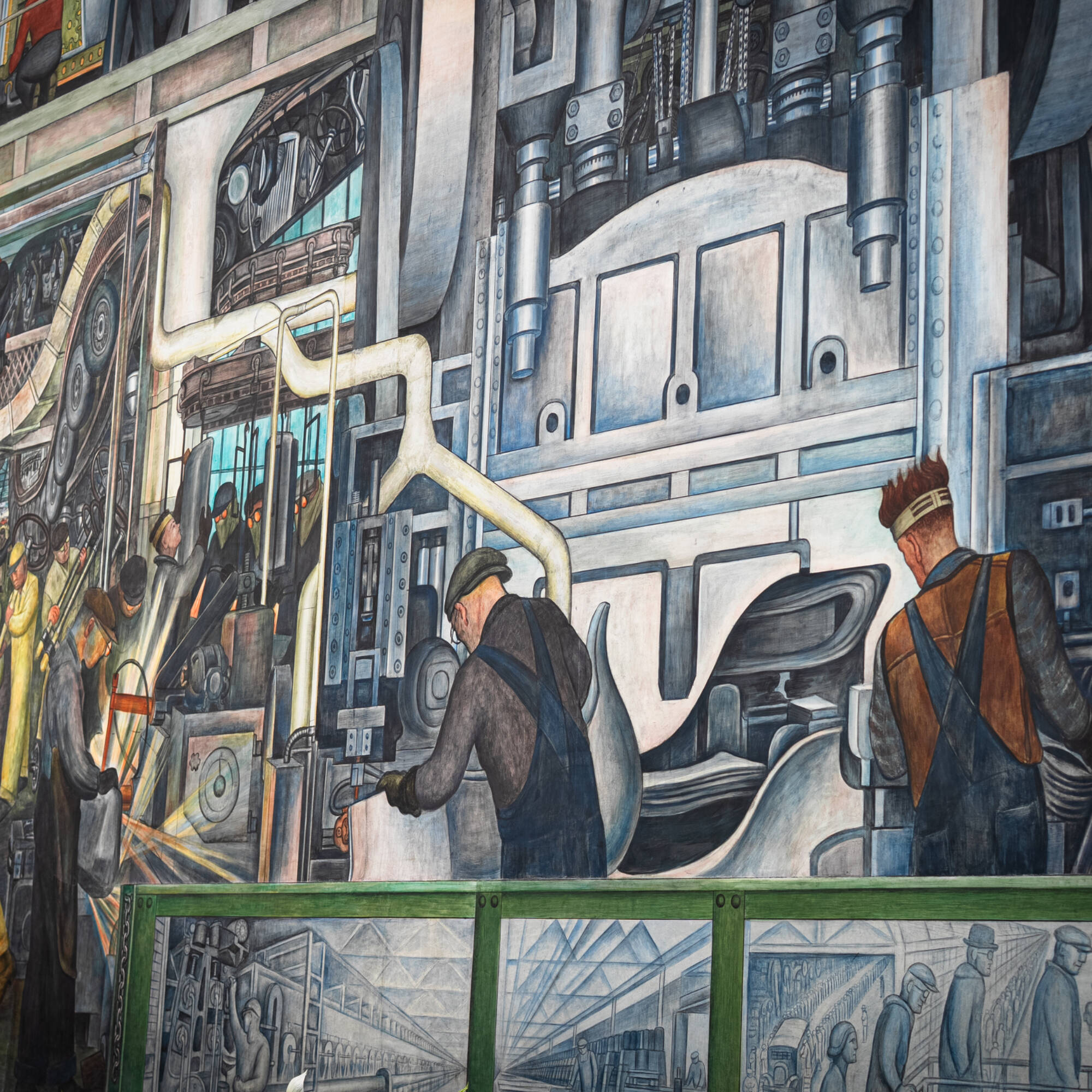 Detail of the famous Rivera mural in the Detroit Institute of Arts